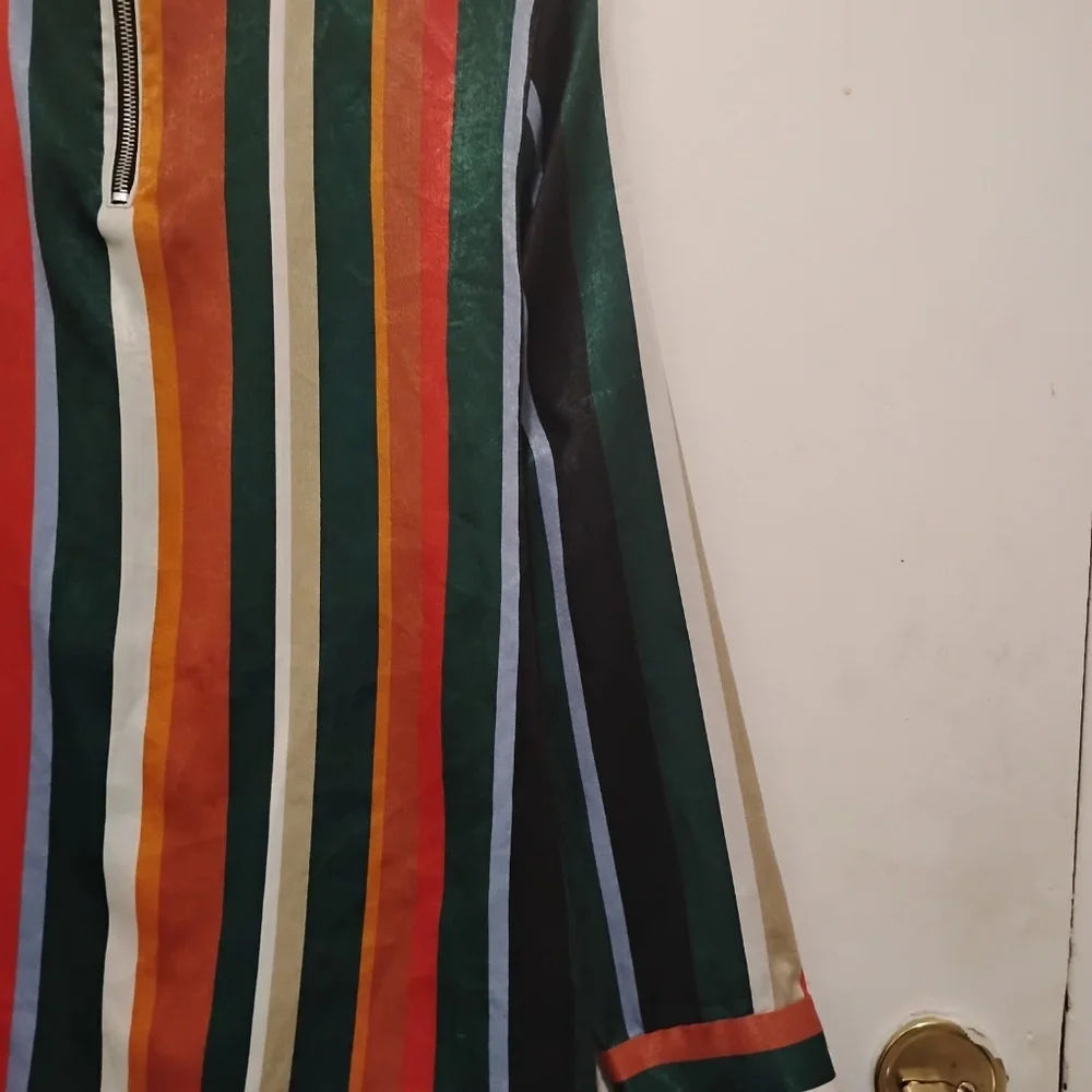 Zara Trafaluc Collection Striped Zip Neck Top – Size L - Picture 4 of 10